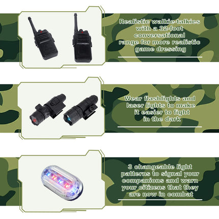 KalaDuck Military Costume Kids, 12 Pieces Military Equipment Toy with Airsoft Tactical Helmet, Military Vest, Walkie-Talkie, Role Play Halloween Army Soldier Camouflage Suit for Boys Girls