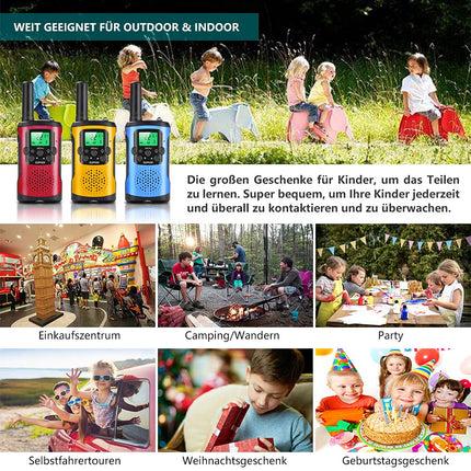 Walkie Talkies for Kids 3 Pack, 8 Channels 2-Way Radio Children Talking Toy for 3 to 12 Boys Girls Gift, 3 KM Long Range for Outdoor Camping Game