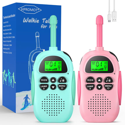 Walkie Talkie Kids, HPROMOT Walkie Talkies Rechargeable, 16-Channel Children's Toy for 3-12 Year Olds, Adventure, Camping, Hiking