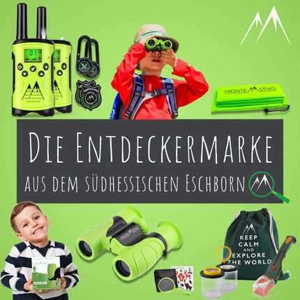 Monte Stivo® Walkie Talkie Kids | 8-piece set with compass & badge | Gifts for kids, outdoor toys for boys and girls