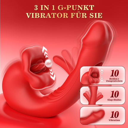 Vibration for women dildo vibrator, G-spot vibrator sets with clitoral stimulation for women with 10 tongue licking 10 vibration modes 10 impact modes, sex toy for women couples clitoral stimulator