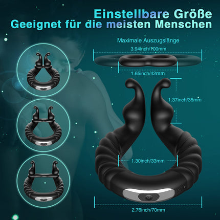 Penis ring vibrator, penis rings sex toy for couples with adjustable size, cock ring sex toy for couples extreme sex with 10 vibration modes, penis ring sex toy for men extreme
