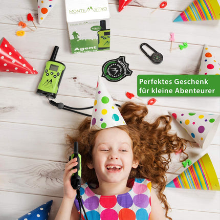 Monte Stivo® Walkie Talkie Kids | 8-piece set with compass & badge | Gifts for kids, outdoor toys for boys and girls