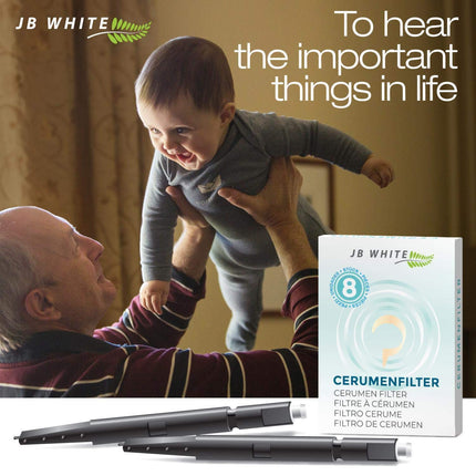 JB White 32x Hearing Aid Wax Filters, Replacement Filters, Compatible with Widex Nanocare Wax Guards | Oticon ProWax MiniFit | Phonak Cerustop Wax Guards | Resound Hearing Aid Filters (Ø 1.3mm)