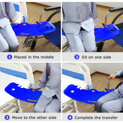 Transfer board, patient pusher up to 200 kg for transferring patients or handicaps from wheelchair to bed, toilet, bathtub, car push board with one handle, notches