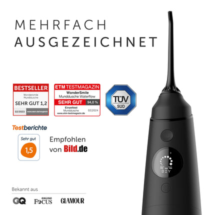 Wondersmile Oral Irrigator PRO - Test Winner 2024 - TÜV-tested - 100-day risk-free trial - SmoothFlow technology for optimal tooth and gum care - 5 modes - 30-day power battery life