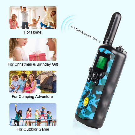 SAJGOP Walkie Talkie for Kids Two-Way Radios 3 KM Range 16 Channels with Backlit LCD Flashlight, Children's Walkie Talkie for 6 7 8 9 10 11 12 Years Old Boy Girl Gift Blue UHF