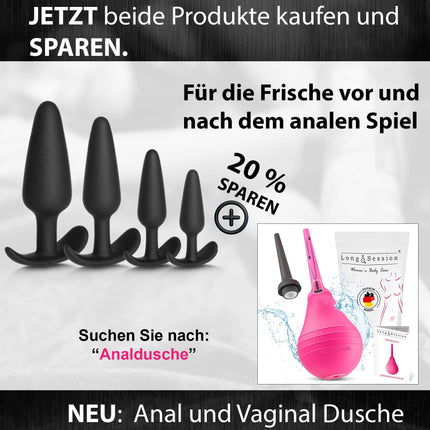 Long.Session® Anal Plug Set THE ORIGINAL made of skin-friendly silicone, butt plug for women and men, anal plug for beginners and advanced users
