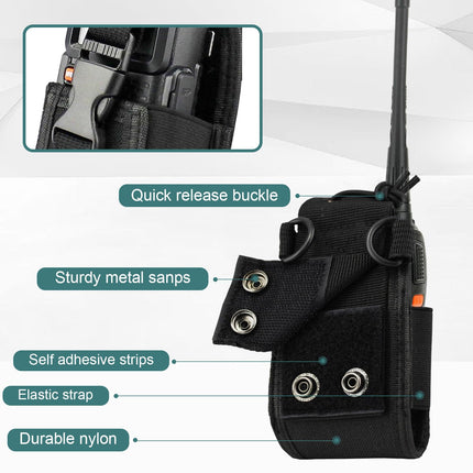 Radio holder walkie talkie radio walkie talkie talkie holster walkie talkie pouch case radio key radio cover universal radio bag with adjustable shoulder strap MSC-20C, black,