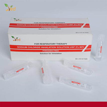 VED Hypertonic Inhalation Saline Solution, 3% Sodium Chloride (NaCl), 50 x 4.0 ml Single-Dose Vials for Adults and Children