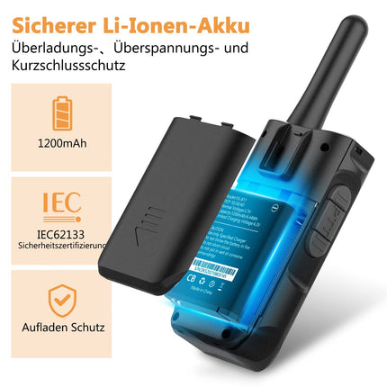 AWANFI Walkie Talkie Rechargeable with Li-ion Battery, Walkie Talkie Children Adults, Long Range Radio, 16 Channels Walky Talky, VOX and Type C Charging Cable for Biking Camping Hiking