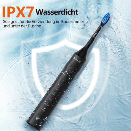 Electric Toothbrush, Sonic Toothbrush, Quiet Electric Toothbrush with 3 Intensities and 5 Modes, 40,000 VPM, IPX7, Toothbrush with 90-Day Battery Life and Timer, Ritter Black