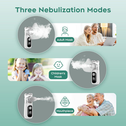 Inhalers for adults/children, Berrlly portable inhaler, saline solution for inhalation, inhalation solution, suitable for colds and respiratory problems, electric, quiet, with mouthpiece and mask