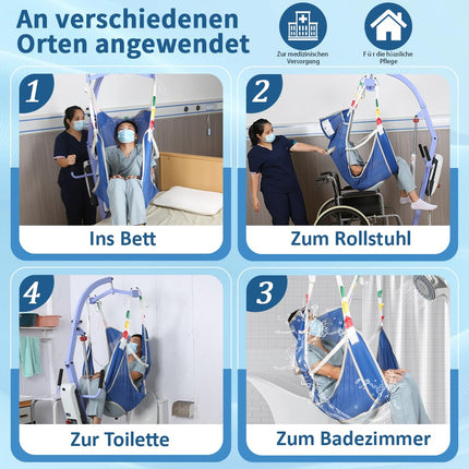 EZ Assistive Hoyer Sling for Toileting, Patient Lifting Slings for Transferring Elderly, Bariatric, and Disabled People, 500 lbs Capacity (Blue, Large Size)
