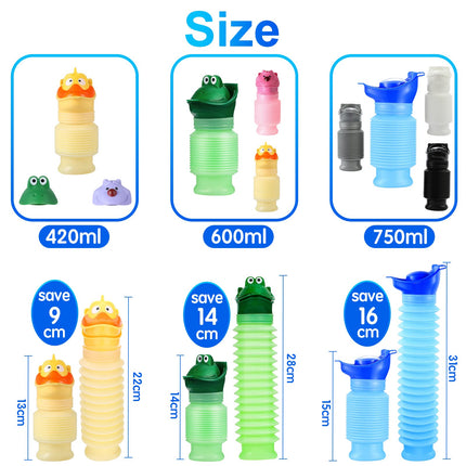 Topcloud Shrinkable Urinal, 2 Pack 750ml for Men and Women, Portable Mobile Toilet Potty Urine Bottle, Reusable Emergency Urinal for Camping, Car, Travel, Traffic Jam and