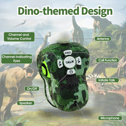 Walkie Talkies for Kids 2-Pack Dinosaur Toys for Boys Girls Age 5-12 Years Old 3-Channel Long Range with Calling Function Camping Gear T-Rex Birthday Gifts