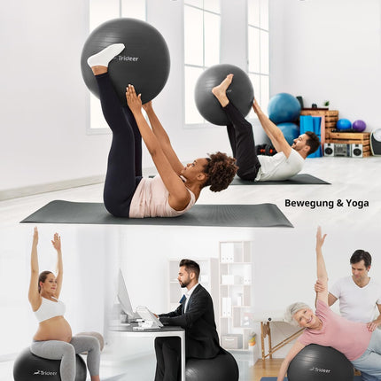 Trideer Thick Exercise Ball Pregnancy, Pezzi Ball, Anti-Burst Pilates Ball, 45-85 cm Seat Ball Office for Balance, Yoga as Small Fitness Equipment and Balance Chair in the Gym-Home Office