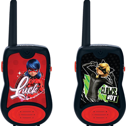 Lexibook - Miraculous Walkie Talkies, 200m, Communication Game for Children, 2 Communication Channels, Belt Clip, Black/Red, TW12MI + Duracell Plus AAA Batteries, 12 Pack, Long-Lasting Power, AAA Batteries