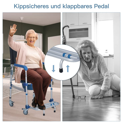 Bimiti toilet chair with castors up to 150 kg shower wheelchair Waterproof toilet chair mobile nursing chair for seniors, sick, disabled and pregnant women
