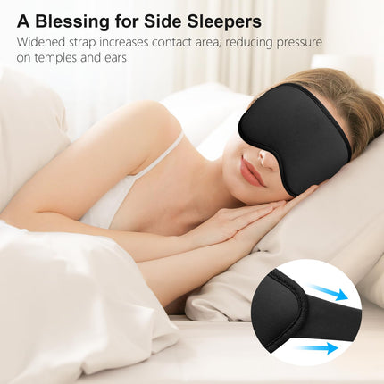 Gritin Sleep Mask for Side Sleepers, 3D Eye Sockets Sleep Mask with Adjustable Elastic Strap, Light Blocking and Breathable, Comfortable & Ergonomic Eye Mask for Men and Women, 2 Pairs of Earplugs