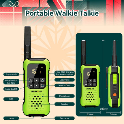 Retevis RT649P Walkie Talkie, Hover Waterproof IP67 Two-Way Radio, PMR 446 License-Free, 16 Channels, SOS Alarm, LED Torch, Walkie Talkies for Surfing, Rescue, Emergency Assistance, Kayaking, Fishing, Hunting, Summer (2 Pack)