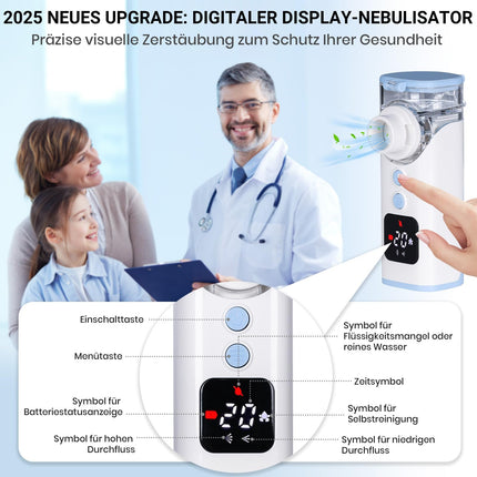 HITHINKMED Children's Nebulizer, Rechargeable Inhaler with Countdown Timer and Automatic Cleaning Function, Inhalers for Adults for Home and Travel Use (Blue)