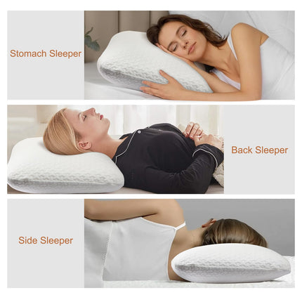 BDTFO Memory Foam Pillow - Standard Size Bed Pillow for Sleeping, Ventilated Cooling Hotel Pillow for Side Sleepers, Removable, Machine Washable Cover