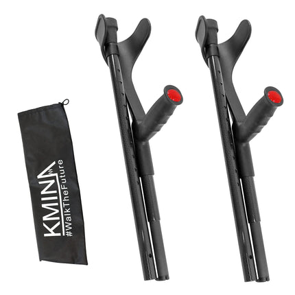 KMINA PRO - Carbon Crutches Foldable Black, Forearm Crutches, Adults, Lightweight Walking Aids, Foldable - Made in Europe