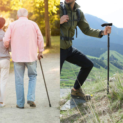 Thlevel Foldable Walking Stick Hiking Stick Canes Holiday Height Adjustable Non-Slip Lightweight Unisex
