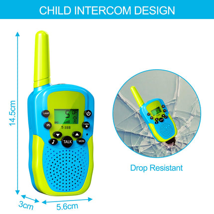 Oulesvte 2 Pack Walkie Talkie, VOX Function Radio, LED Flashlight, Long Range 3km Walkie Talkie, Walkie Talkie Children, Walkie Talkie Children Adults for Adventure, Camping, Hiking