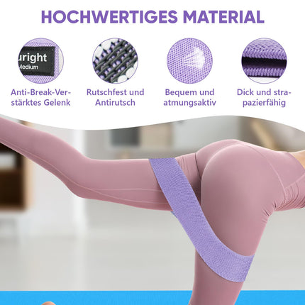 Knitted fitness bands, resistance bands, yoga belts, non-slip and sweat-proof, gymnastics belts, hip, leg training, strength training and pull-ups (light purple, purple, dark purple)
