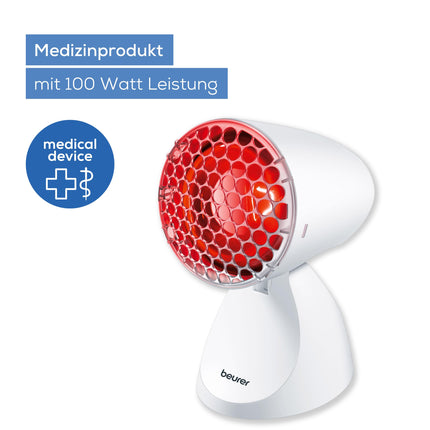 Beurer IL 11 infrared lamp with protective grille, medical device with soothing warmth for use in cases of colds and muscle tension, 5 inclination levels, including protective goggles, white