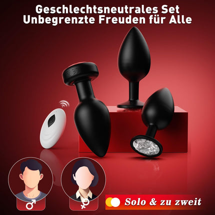 Tagnaff Anal Plugs 3-Set, Anal Plug# for Women Men with Vibration 10 Modes, Silicone Anal Plugs Butt Plug for Men Anal Vibrators for Women Butt Plug Beginners/Professionals Anal Toys Sex Toys Butt Plug