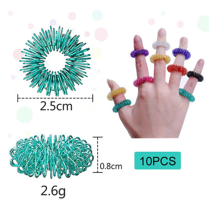 AMZFUK 10 pieces acupressure rings massage rings for fingers, massage rings for fingers acupressure ring, massage ring for stress reducer and promoting blood circulation, finger massage or toe massage.