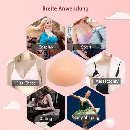FESVINA Silicone Breast Forms False Breasts Triangle Concave Breast Prostheses Crossdresser Transgender Mastectomy Fake Breasts, A-Cup 400g/Pair