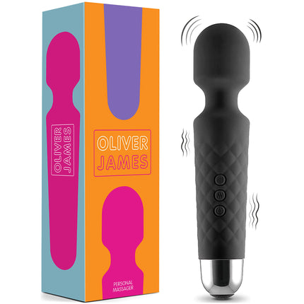 Vibrator for Women - Quiet and Powerful Massager + Battery - Sex Toy with 20 Vibration Patterns and 8 Speed Levels - Wireless Dildo for Clitoris, G-Spot - Oliver James (Black)