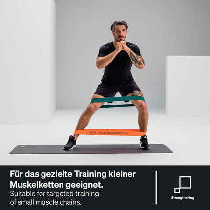 BLACKROLL® Loop Band Set (3-pack), fitness band set for functional training, skin-friendly training bands in 3 strengths: light (orange), medium (green) & strong (blue), Made in Germany