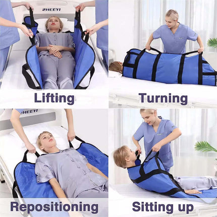 Sliding sheet for bed transfer, transfer board for patient lift, 120 x 100 cm sliding sheet for bedridden people with handle, reusable, washable, aid for senior patients