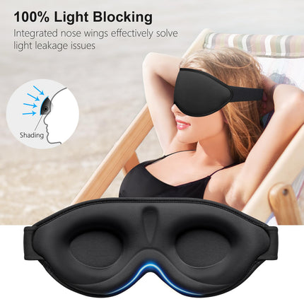 Gritin Sleep Mask for Side Sleepers, 3D Eye Sockets Sleep Mask with Adjustable Elastic Strap, Light Blocking and Breathable, Comfortable & Ergonomic Eye Mask for Men and Women, 2 Pairs of Earplugs