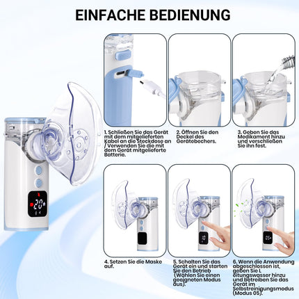 HITHINKMED Children's Nebulizer, Rechargeable Inhaler with Countdown Timer and Automatic Cleaning Function, Inhalers for Adults for Home and Travel Use (Blue)