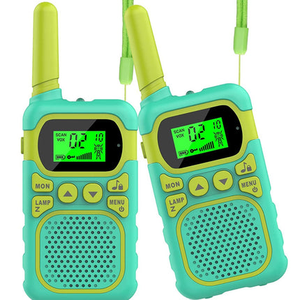 Walkie Talkie for Kids - Maximum range of 3 km. Christmas and birthday gifts for boys and girls aged 3, 4, 5, 6, 7, 8. Family games for indoors and outdoors. (Green)