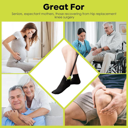 Pull-off aid for compression stockings & socks - Multifunctional retractable shoehorn - Sock removal assistant for seniors and the disabled.
