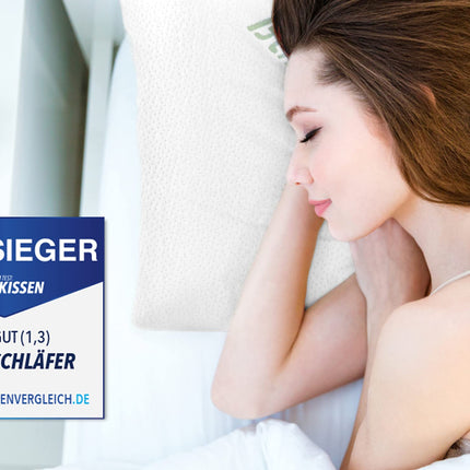 Siebenschläfer Orthopedic Neck Support Pillow - Pillow made of pressure-equalizing visco-gel foam (memory foam) with bamboo cover - Pillow in 72x42cm - Height 15cm
