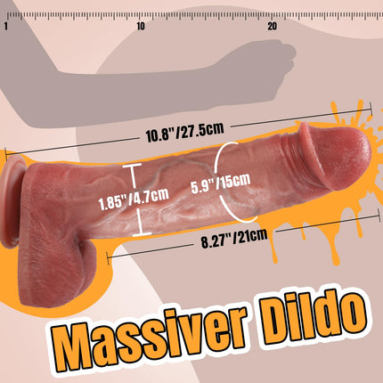PRONFANS 27.5CM Realistic Dildo Classic Dildos with Strong Suction Cup Sex Toy Anal Dildo Perfect Real Veins and Raised Testicles Real Penis Replica Sex Toy