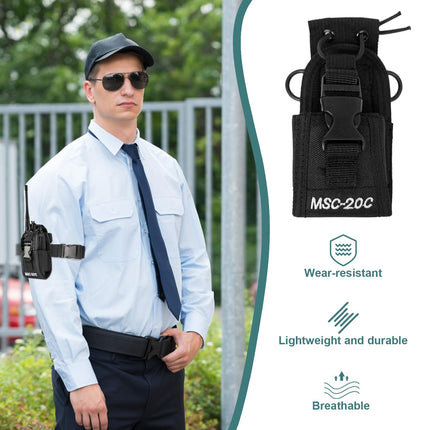 Radio holder walkie talkie radio walkie talkie talkie holster walkie talkie pouch case radio key radio cover universal radio bag with adjustable shoulder strap MSC-20C, black,