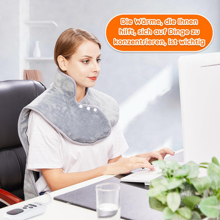 Heating pad for back, shoulder, neck 60x100cm heat pad with automatic switch-off, quick heating, with waist strap, back warmer heating blanket 6 heat settings, auto-off timer, flannel material, washable