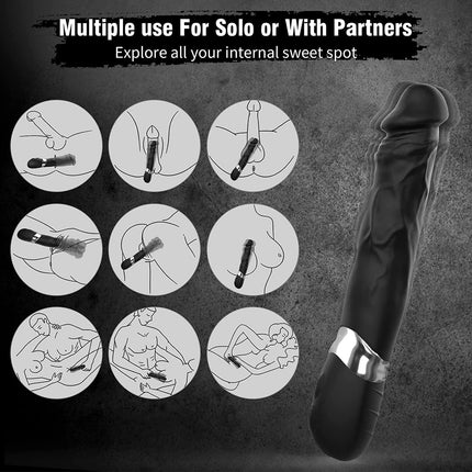 Realistic vibrators for her clitoris and G-spot, silicone AV dildo vibrator with 7 vibration modes, sex toy for women, massage stick stimulation, waterproof, sex toy for women and couples