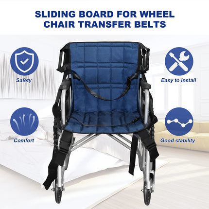 LOSCHEN Transfer Shoulder Strap Full Body Transfer Seat Pad Patient Lifter Lifting Sling Senior Mobility Transfer Board Safety Belt Stair Slide Board (Dark Blue)