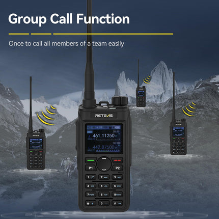 Retevis C62 Walkie Talkie Dual Band, Professional Ham Radio with LCD Screen, High-Performance Long-Range Two-Way Radio, 2000mAh, for Hiking/Hunting/Camping (Black, 1 Pack)