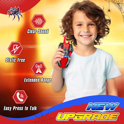 Joellfuner Walkie Talkie Children, Spider Toy Gift Walkie Talkies for Children from 3 4 5 6 7 8 9 10 Years Boy, 2 Radios to 300 m Range Children's Toy Walkie Talkie Outdoor Games